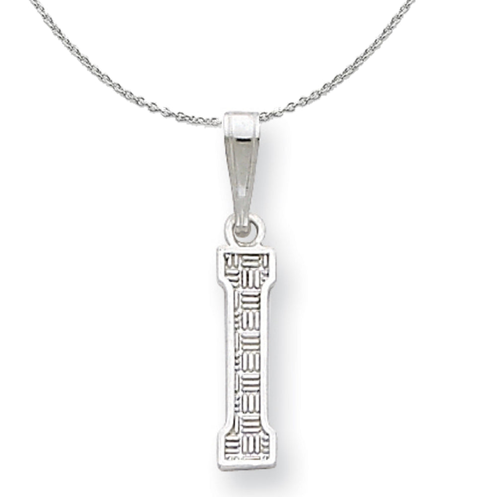 Sterling Silver, Sami Collection, Textured Block Initial I Necklace, Item N15659 by The Black Bow Jewelry Co.