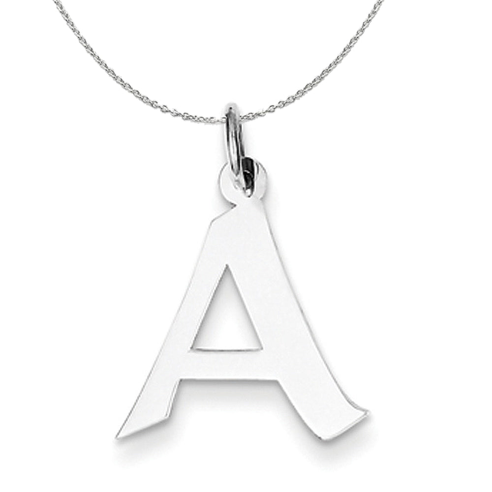 Silver Karlie Collection Artisan Block Initial Charm Letter A Necklace, Item N15672 by The Black Bow Jewelry Co.