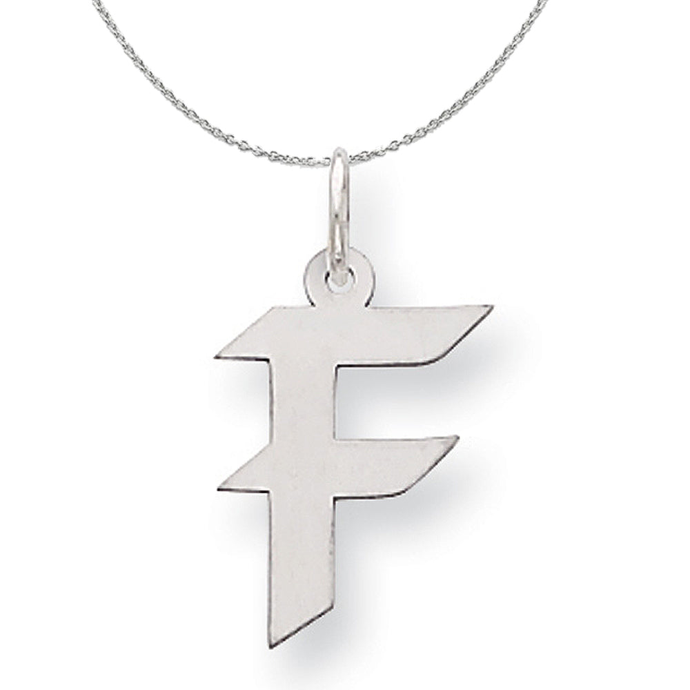 Silver Karlie Collection Artisan Block Initial Charm Letter F Necklace, Item N15677 by The Black Bow Jewelry Co.