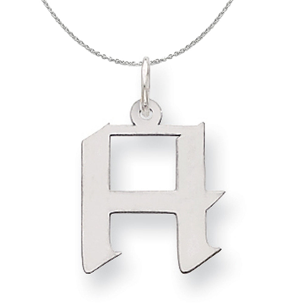 Silver Karlie Collection Artisan Block Initial Charm Letter H Necklace, Item N15679 by The Black Bow Jewelry Co.