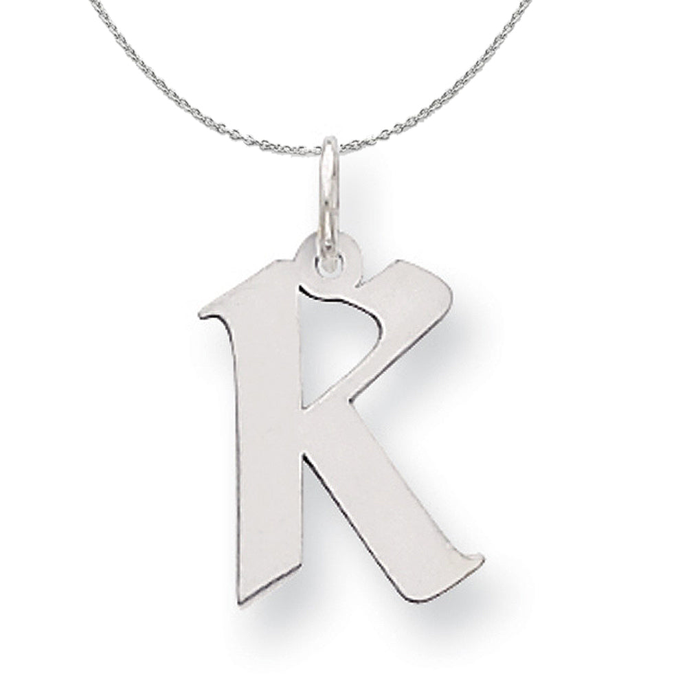 Silver Karlie Collection Artisan Block Initial Charm Letter K Necklace, Item N15682 by The Black Bow Jewelry Co.