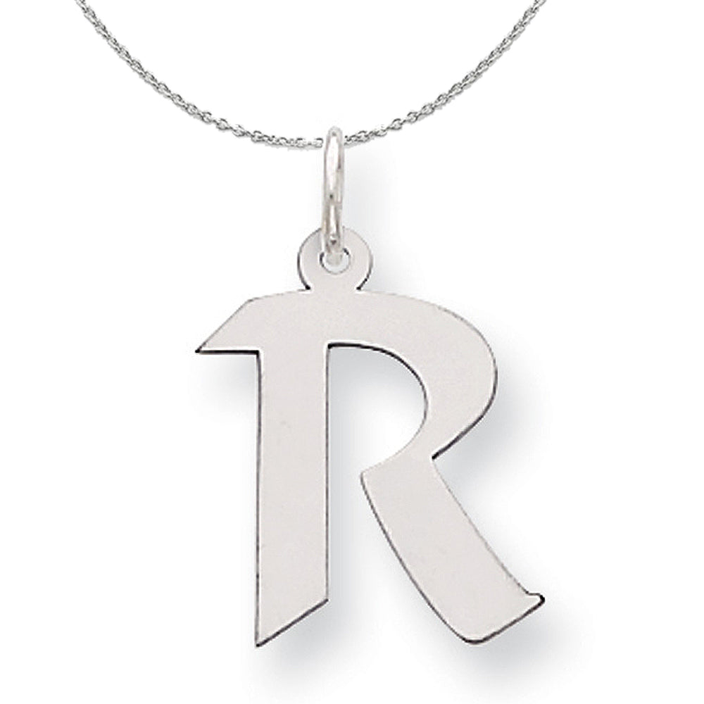 Silver Karlie Collection Artisan Block Initial Charm Letter R Necklace, Item N15688 by The Black Bow Jewelry Co.