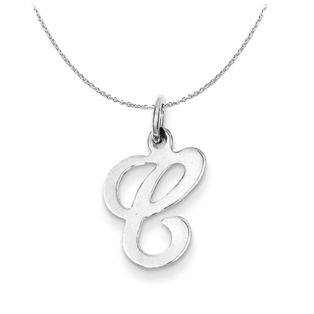 Sterling Silver, Sophia Collection, Small Script Initial C Necklace, Item N15695 by The Black Bow Jewelry Co.