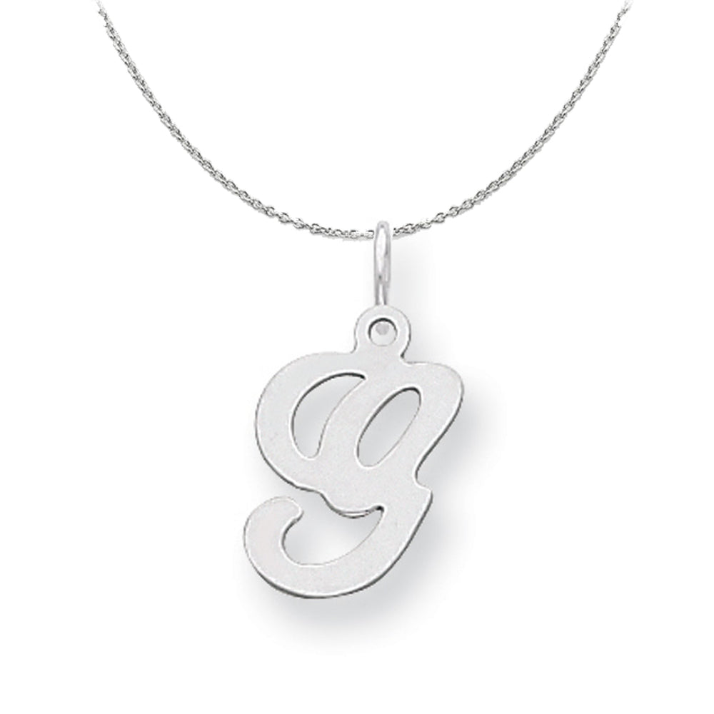 Sterling Silver, Sophia Collection, Small Script Initial G Necklace, Item N15699 by The Black Bow Jewelry Co.