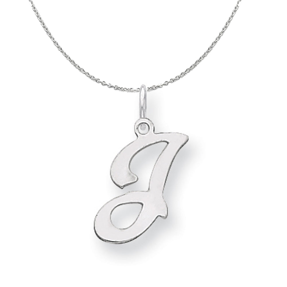 Sterling Silver, Sophia Collection, Small Script Initial J Necklace, Item N15702 by The Black Bow Jewelry Co.