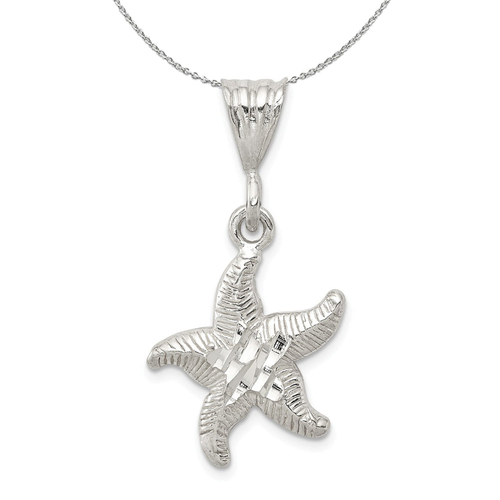 Sterling Silver Diamond Cut Starfish Necklace, Item N15716 by The Black Bow Jewelry Co.