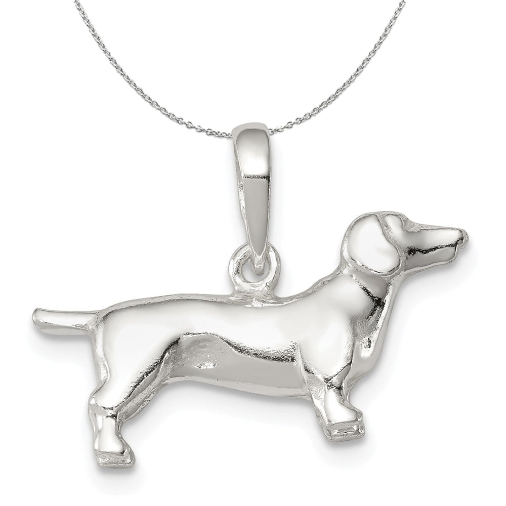 Sterling Silver 3D Dachshund Necklace, Item N15804 by The Black Bow Jewelry Co.