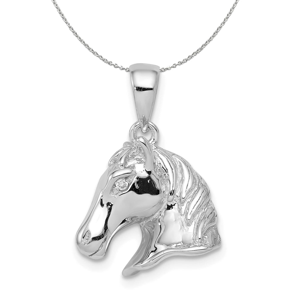 Sterling Silver Polished Horse Head Necklace, Item N15807 by The Black Bow Jewelry Co.