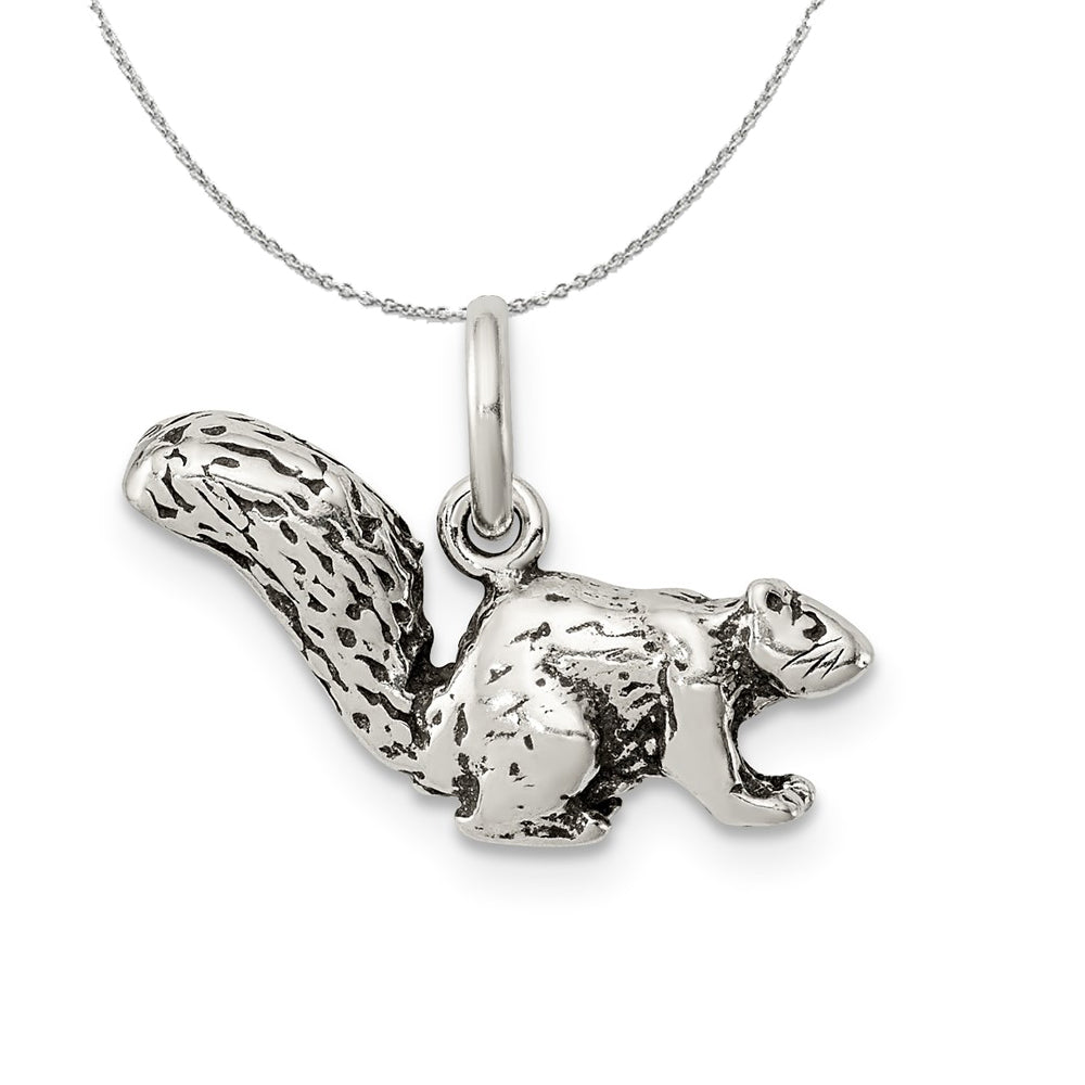 Sterling Silver Small Antiqued Squirrel Charm or Necklace, Item N15829 by The Black Bow Jewelry Co.