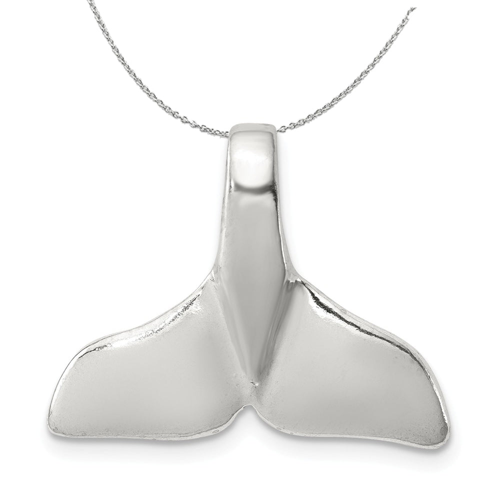 Sterling Silver Polished Whale Tail Slide Necklace, Item N15833 by The Black Bow Jewelry Co.