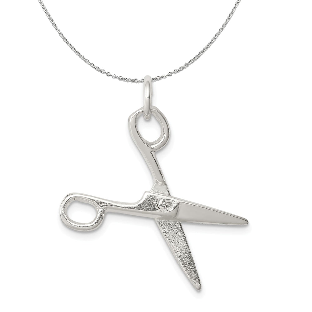 Sterling Silver 3D Moveable Polished Scissors Necklace, Item N15844 by The Black Bow Jewelry Co.