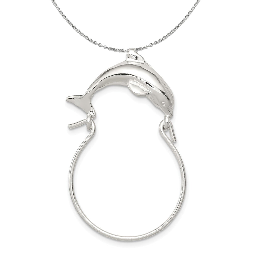 Sterling Silver Dolphin Charm Holder Necklace, Item N15852 by The Black Bow Jewelry Co.