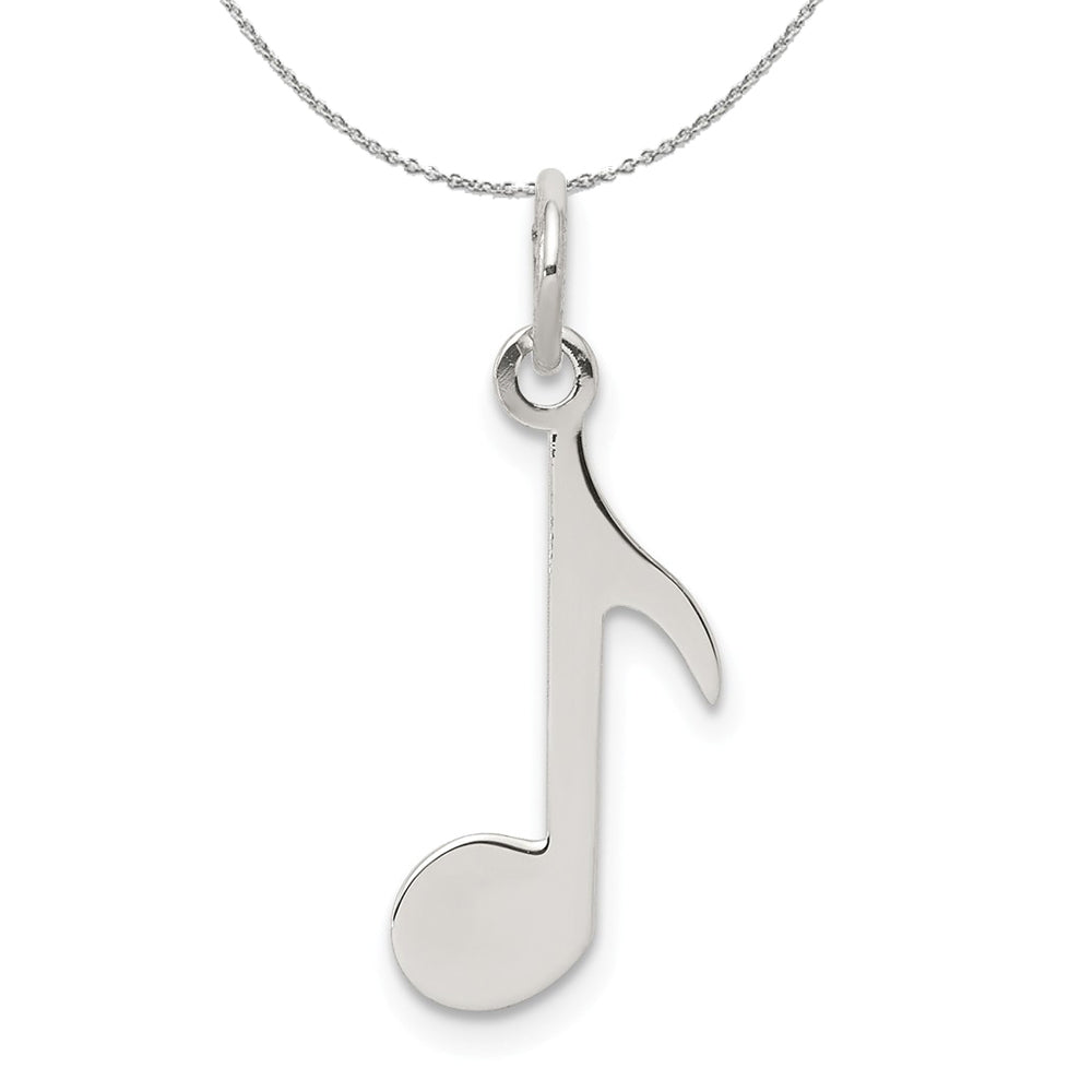 Sterling Silver Polished Music Note Charm Necklace, Item N15860 by The Black Bow Jewelry Co.