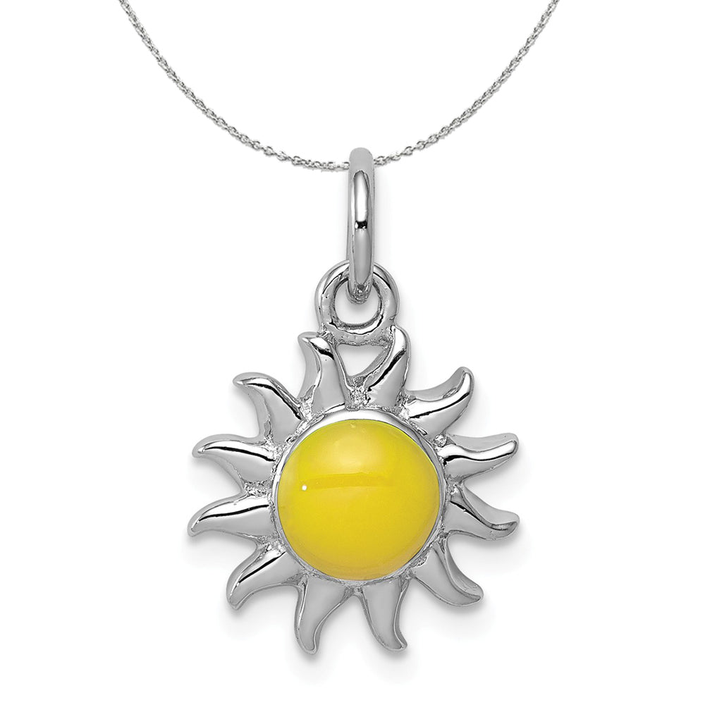 Sterling Silver Enameled 13mm Yellow Sun Charm Necklace, Item N15899 by The Black Bow Jewelry Co.