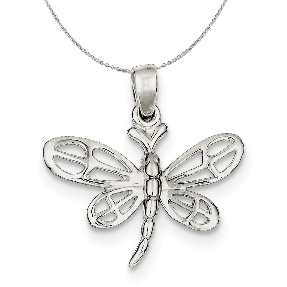 Sterling Silver 24mm Polished Dragonfly Necklace, Item N15911 by The Black Bow Jewelry Co.