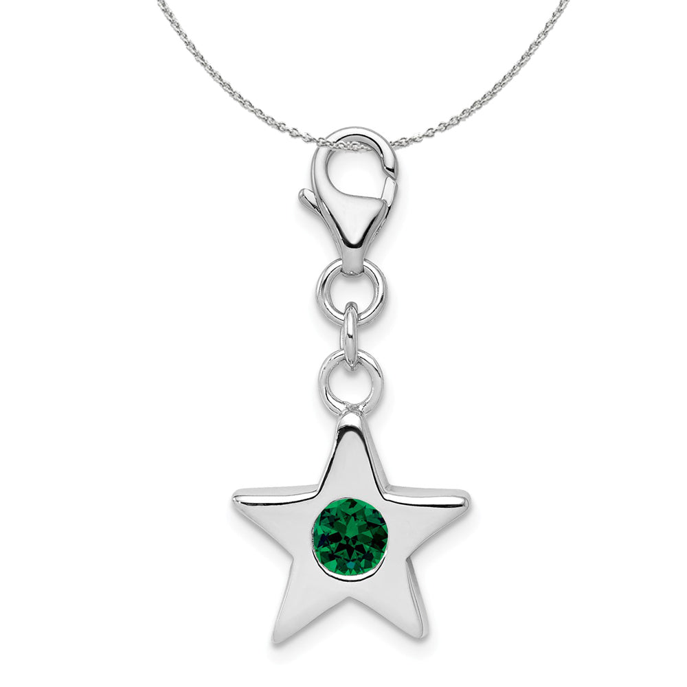 Sterling Silver May CZ Birthstone 13mm Star Clip-on Charm Necklace, Item N15926 by The Black Bow Jewelry Co.