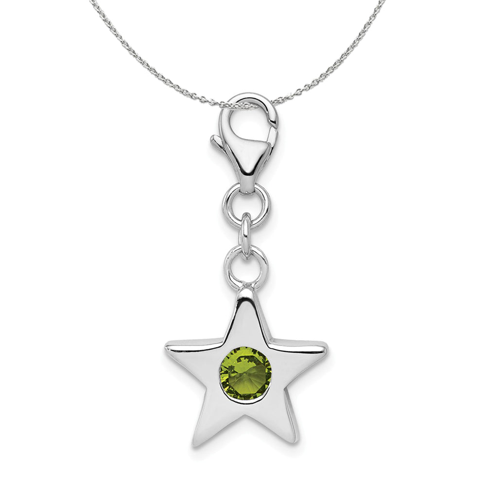 Sterling Silver August CZ Birthstone 13mm Star Clip-on Charm Necklace, Item N15929 by The Black Bow Jewelry Co.