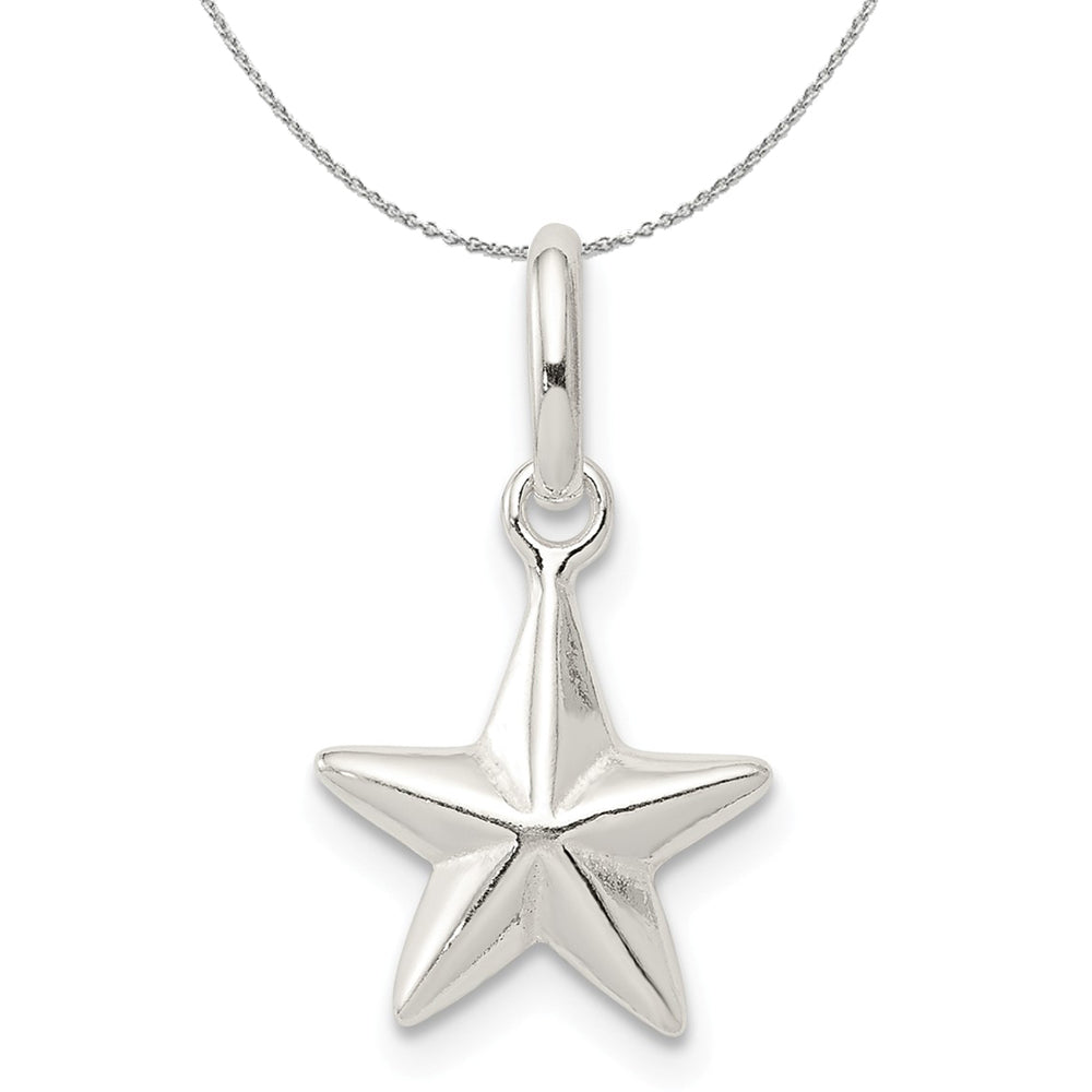 Sterling Silver 10mm Hollow Nautical Star Charm Necklace, Item N15937 by The Black Bow Jewelry Co.