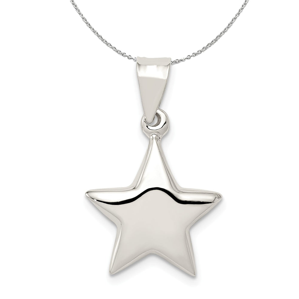 Sterling Silver 15mm Polished 3D Hollow Star Necklace, Item N15939 by The Black Bow Jewelry Co.