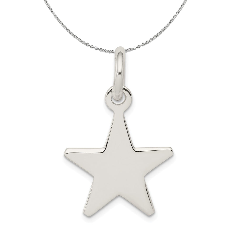 Sterling Silver 20mm Polished Flat Star Necklace, Item N15940 by The Black Bow Jewelry Co.