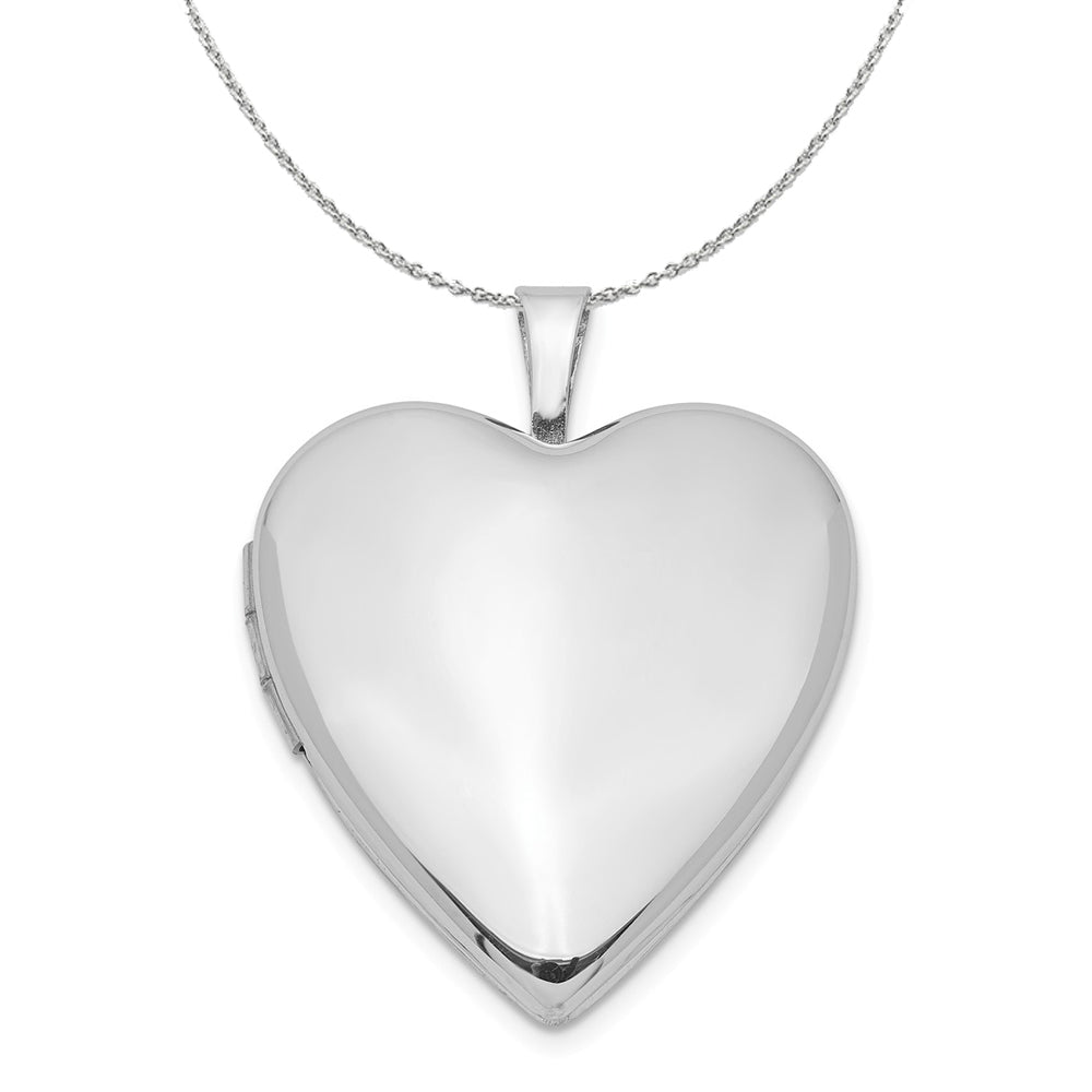 Sterling Silver 20mm Polished Heart Locket Necklace, Item N15966 by The Black Bow Jewelry Co.