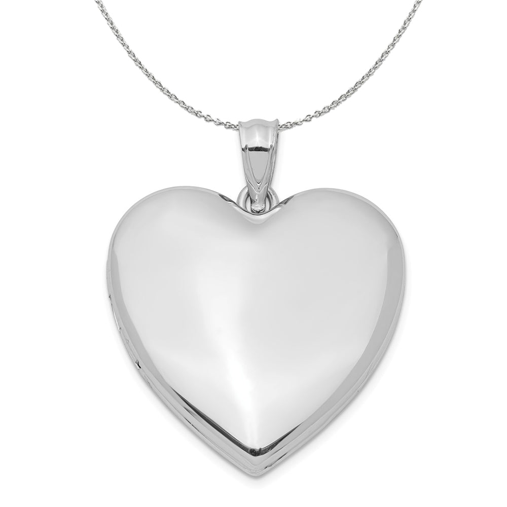 Sterling Silver 24mm Polished Heart Locket Necklace, Item N15967 by The Black Bow Jewelry Co.