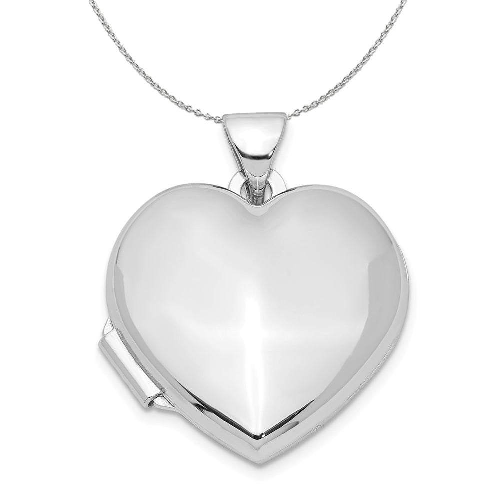 Sterling Silver 18mm Polished Heart Locket Necklace, Item N15984 by The Black Bow Jewelry Co.