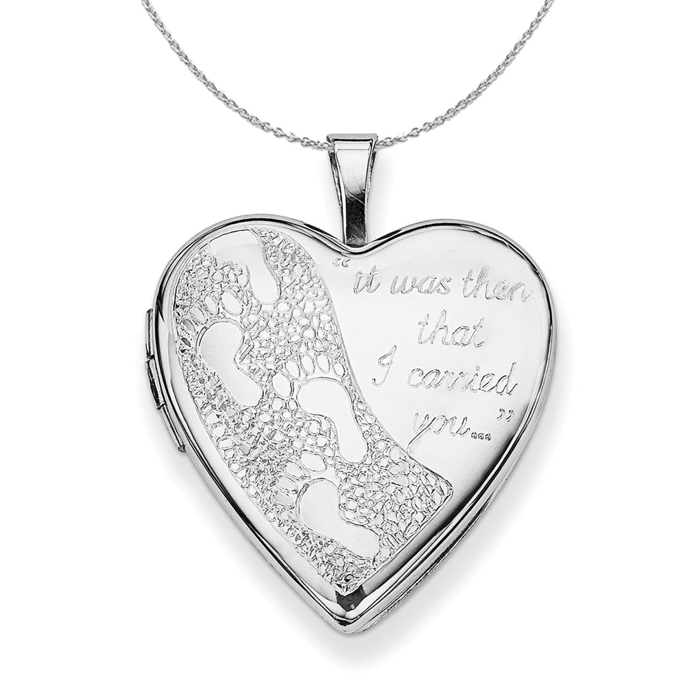 Sterling Silver Engraved Heart Locket Necklace