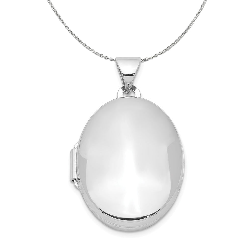 Sterling Silver 21mm Polished Oval Locket Necklace, Item N16020 by The Black Bow Jewelry Co.