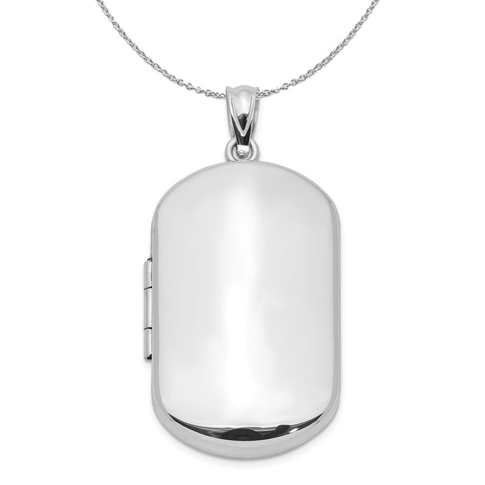 Sterling Silver 30mm Polished Rectangular Locket Necklace, Item N16027 by The Black Bow Jewelry Co.