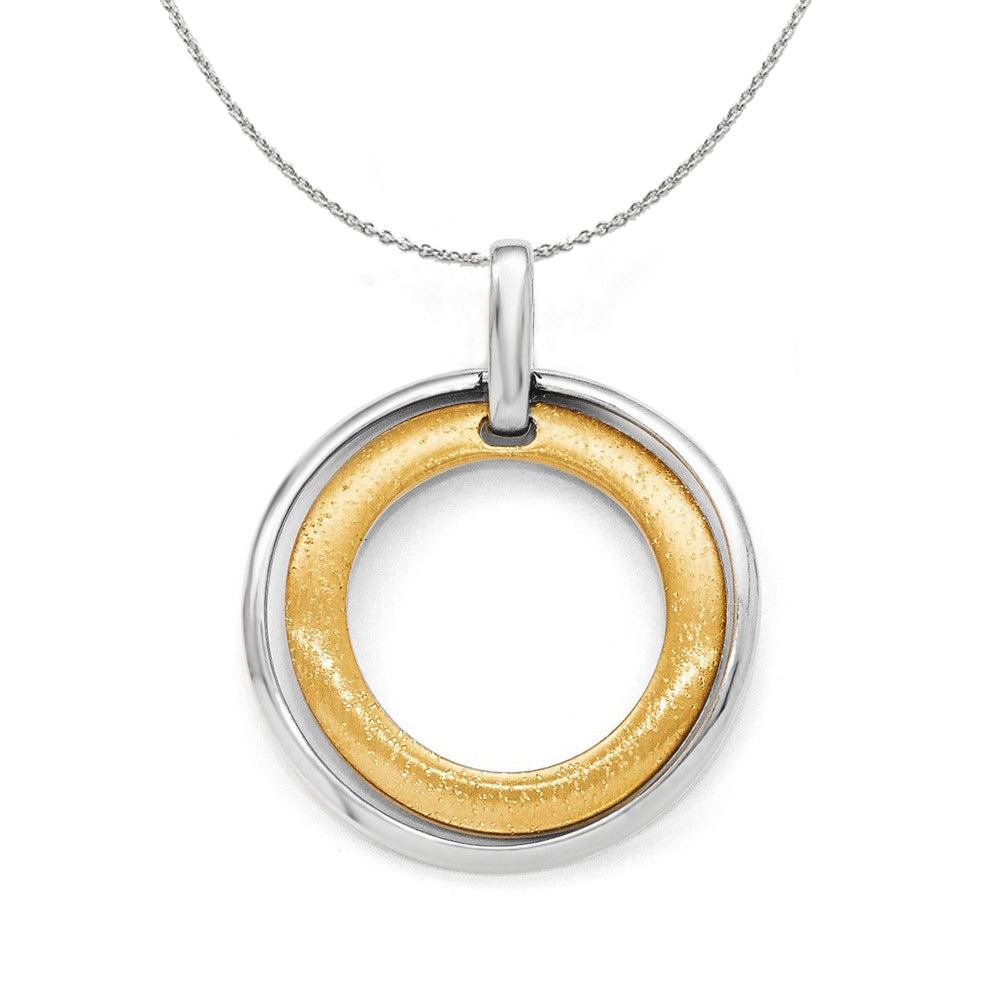 Sterling Silver & 24k Gold Tone Plated Bent Circle 30 x 37mm Necklace, Item N16207 by The Black Bow Jewelry Co.