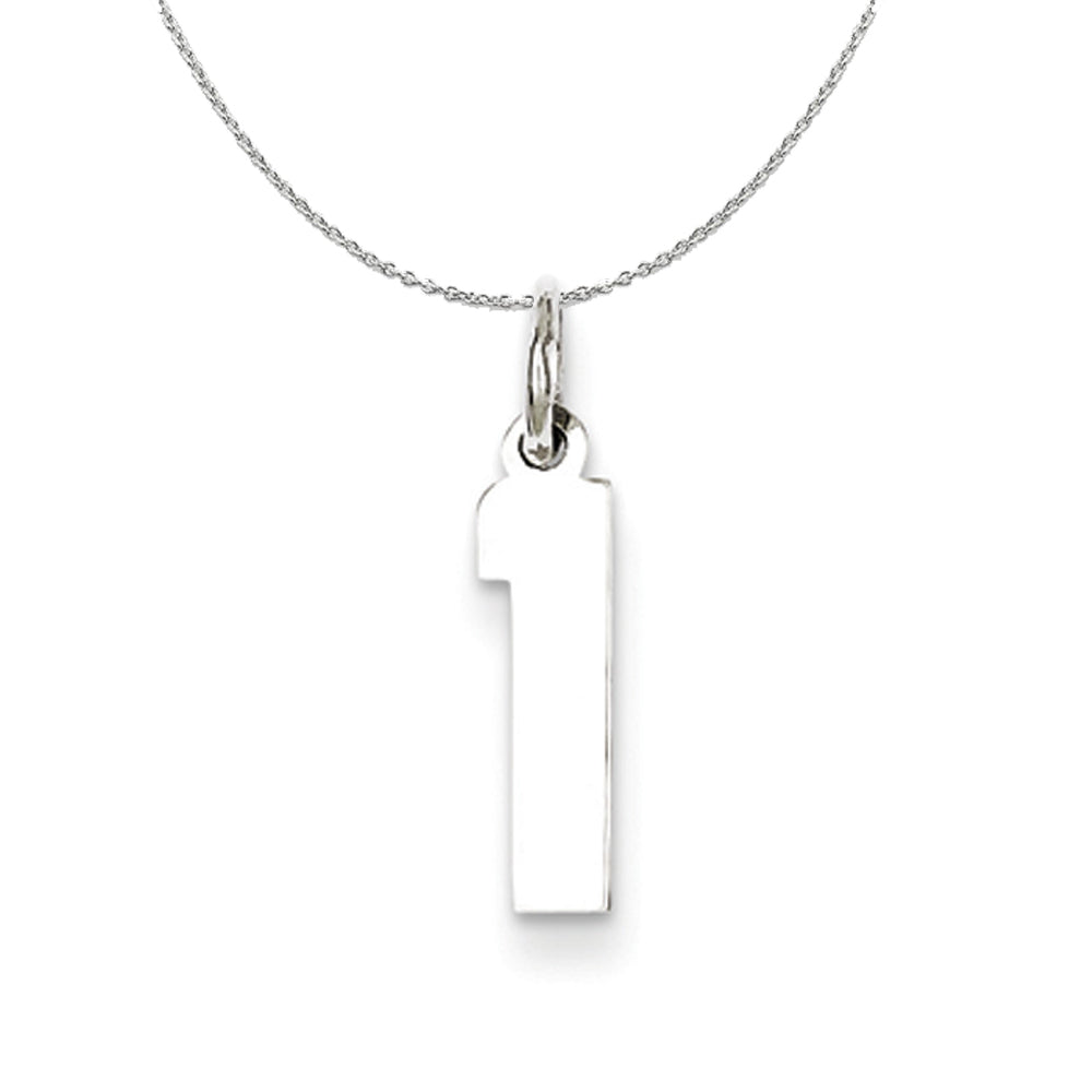 Sterling Silver, Athletic Collection Medium Polished Number 1 Necklace, Item N16218 by The Black Bow Jewelry Co.