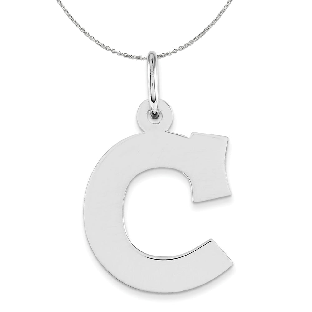Silver Amanda Collection Medium Block Style Initial C Necklace, Item N16345 by The Black Bow Jewelry Co.