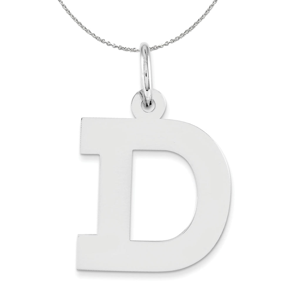 Silver Amanda Collection Medium Block Style Initial D Necklace, Item N16346 by The Black Bow Jewelry Co.