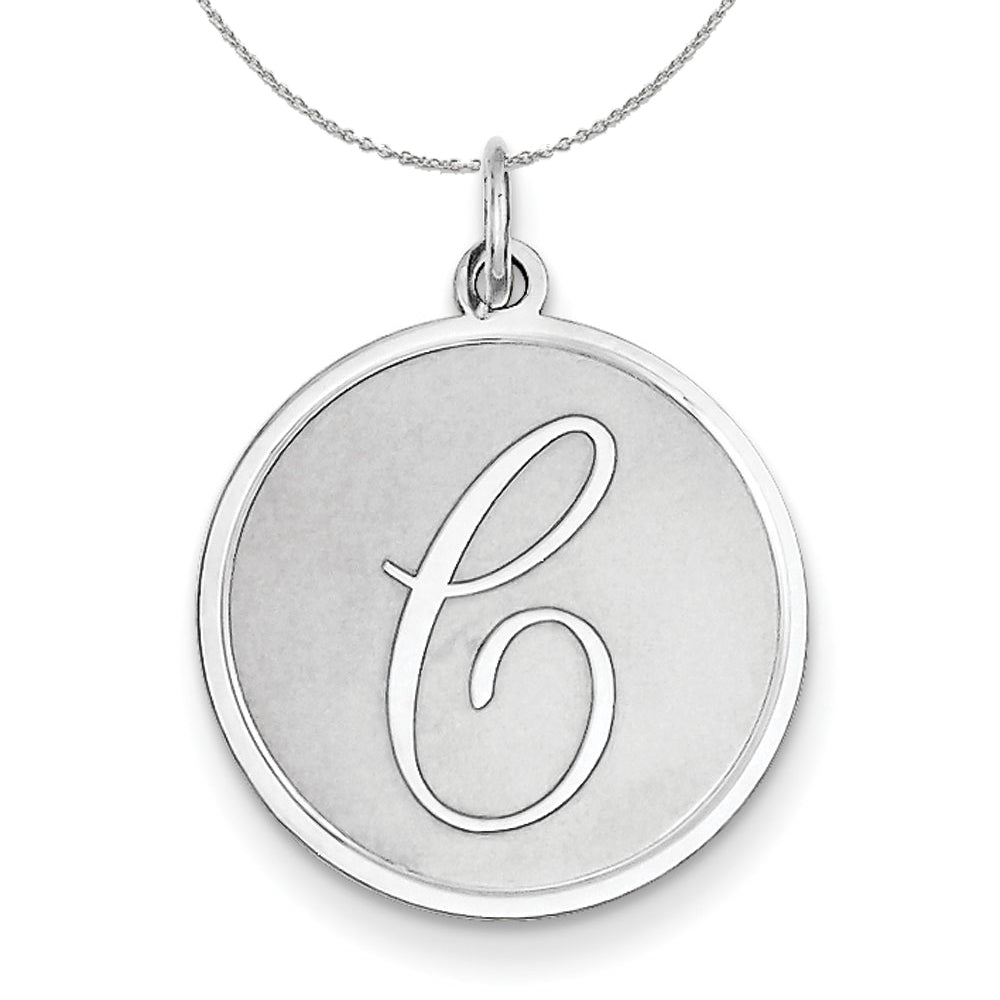 Sterling Silver, Makayla Collection, 20mm Disc Initial C Necklace, Item N16371 by The Black Bow Jewelry Co.