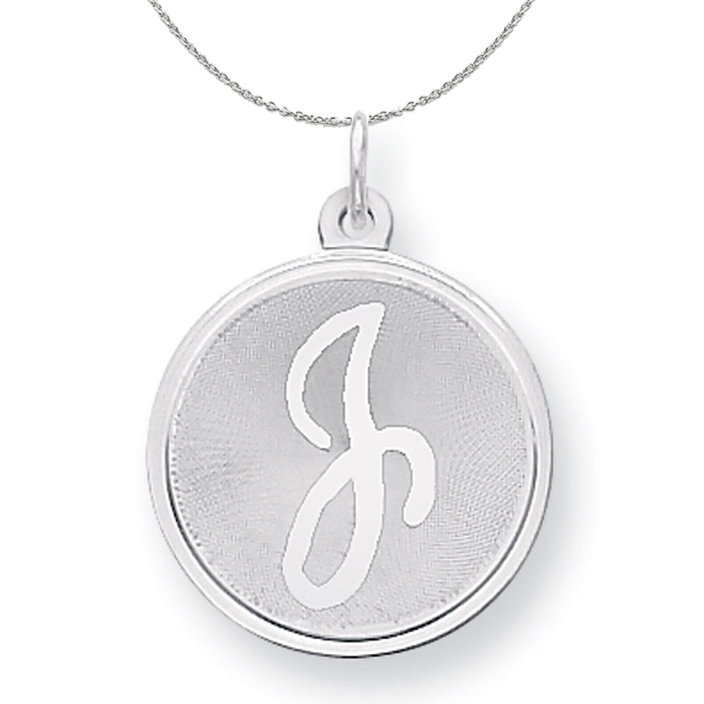Sterling Silver, Makayla Collection, 20mm Disc Initial J Necklace, Item N16377 by The Black Bow Jewelry Co.