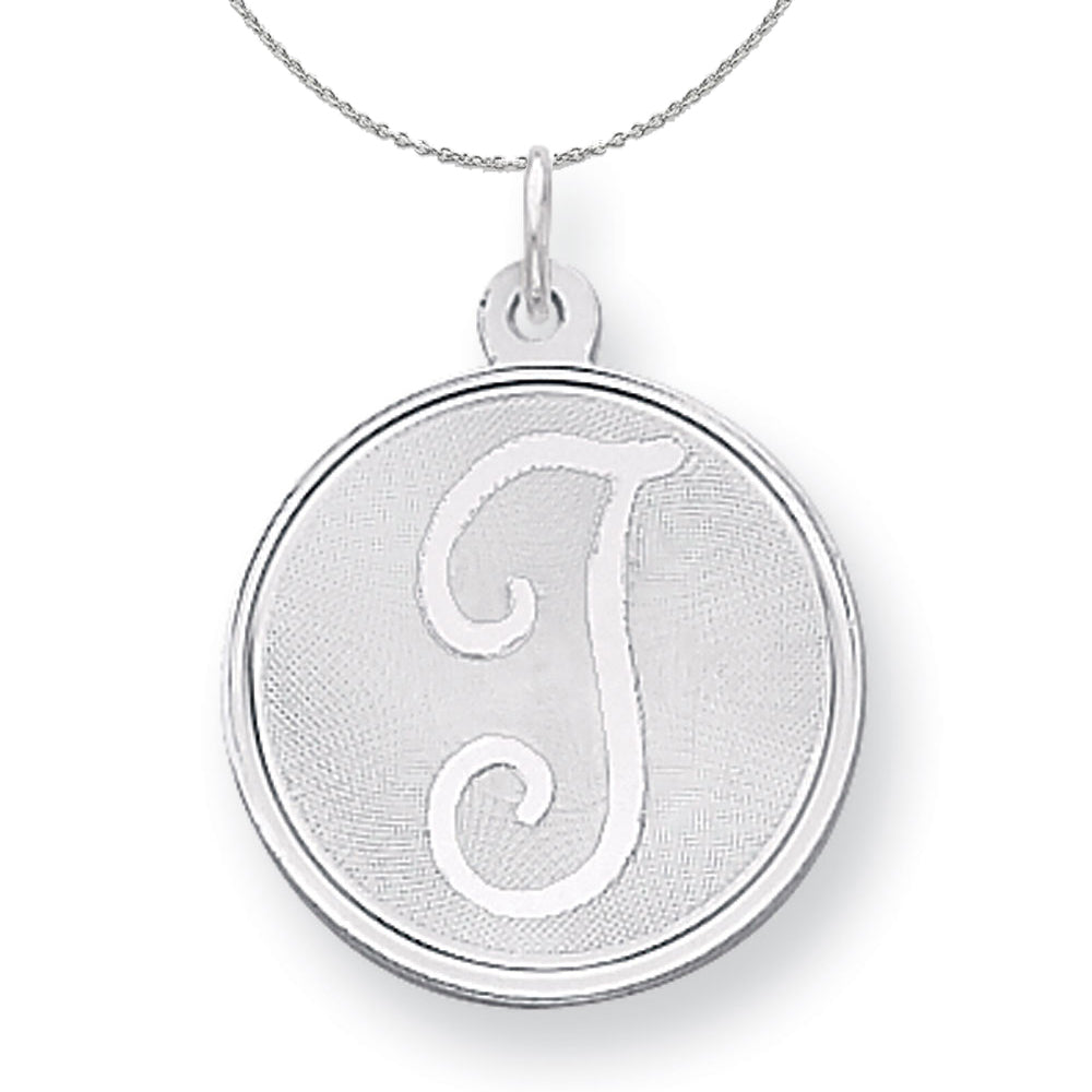 Sterling Silver, Makayla Collection, 20mm Disc Initial T Necklace, Item N16386 by The Black Bow Jewelry Co.