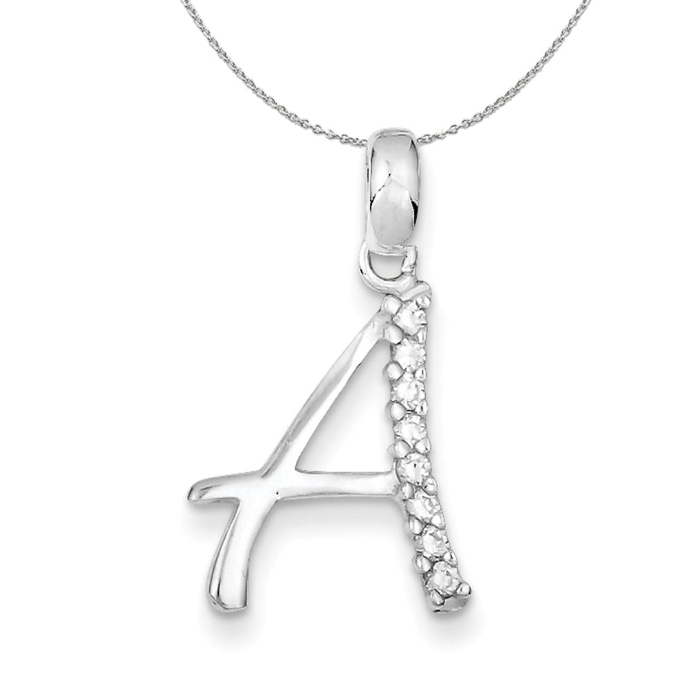 Sterling Silver and CZ, Lauren Collection, Initial A Necklace, Item N16389 by The Black Bow Jewelry Co.