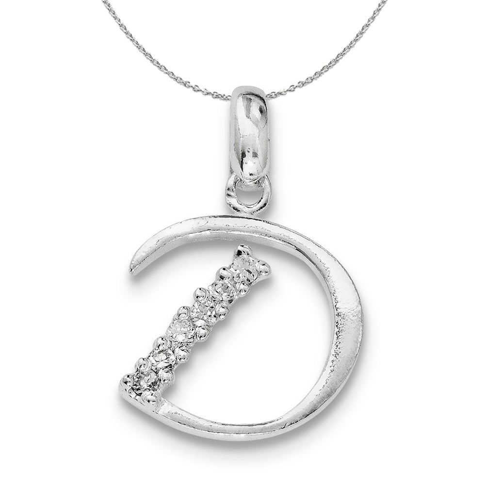 Sterling Silver and CZ, Lauren Collection, Initial D Necklace, Item N16392 by The Black Bow Jewelry Co.