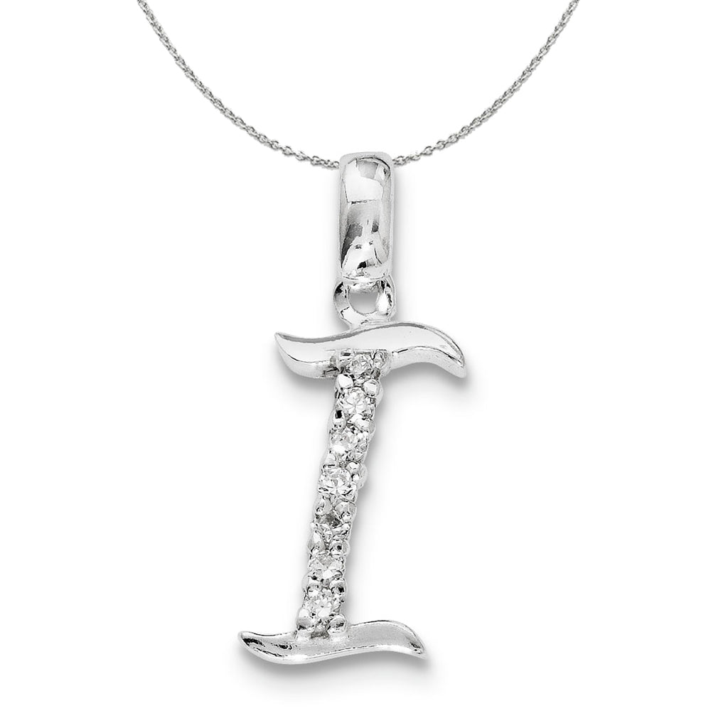 Sterling Silver and CZ, Lauren Collection, Initial I Necklace, Item N16397 by The Black Bow Jewelry Co.