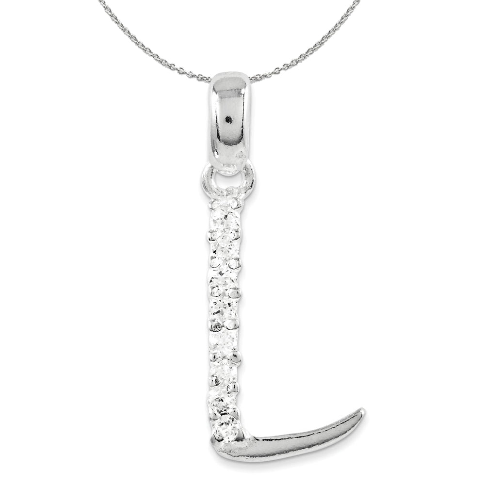 Sterling Silver and CZ, Lauren Collection, Initial L Necklace, Item N16400 by The Black Bow Jewelry Co.