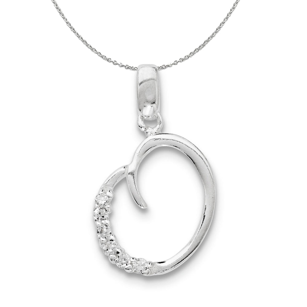 Sterling Silver and CZ, Lauren Collection, Initial O Necklace, Item N16403 by The Black Bow Jewelry Co.