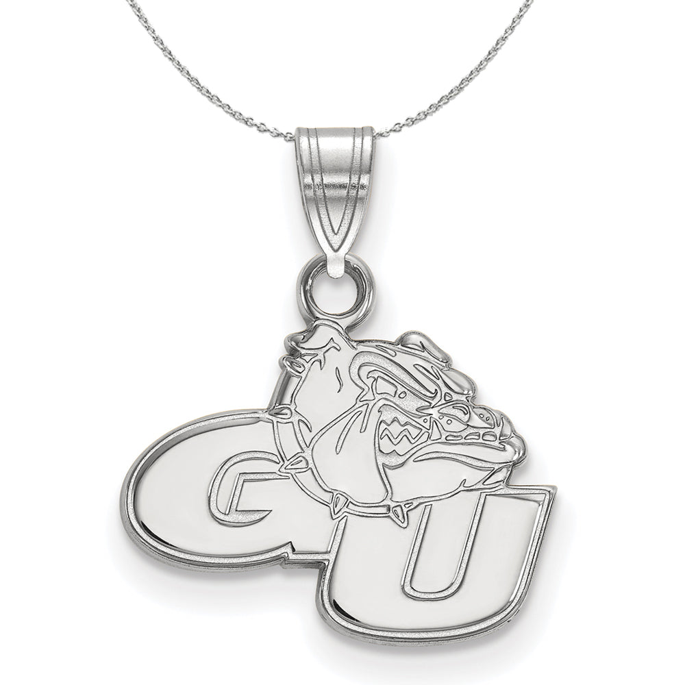 Sterling Silver Gonzaga U Small Pendant Necklace, Item N16453 by The Black Bow Jewelry Co.