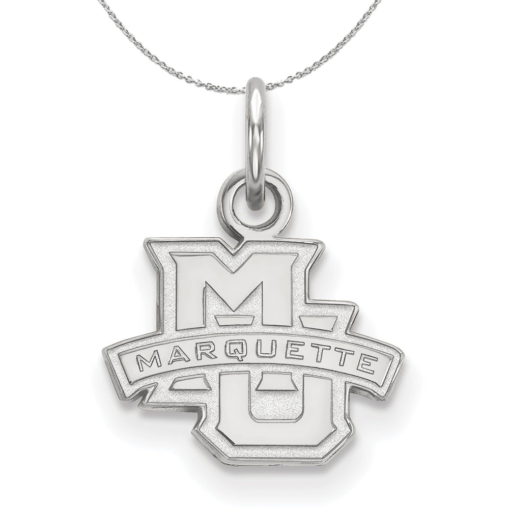 Sterling Silver Marquette U XS (Tiny) &#39;MU&#39; Pendant Necklace, Item N16459 by The Black Bow Jewelry Co.