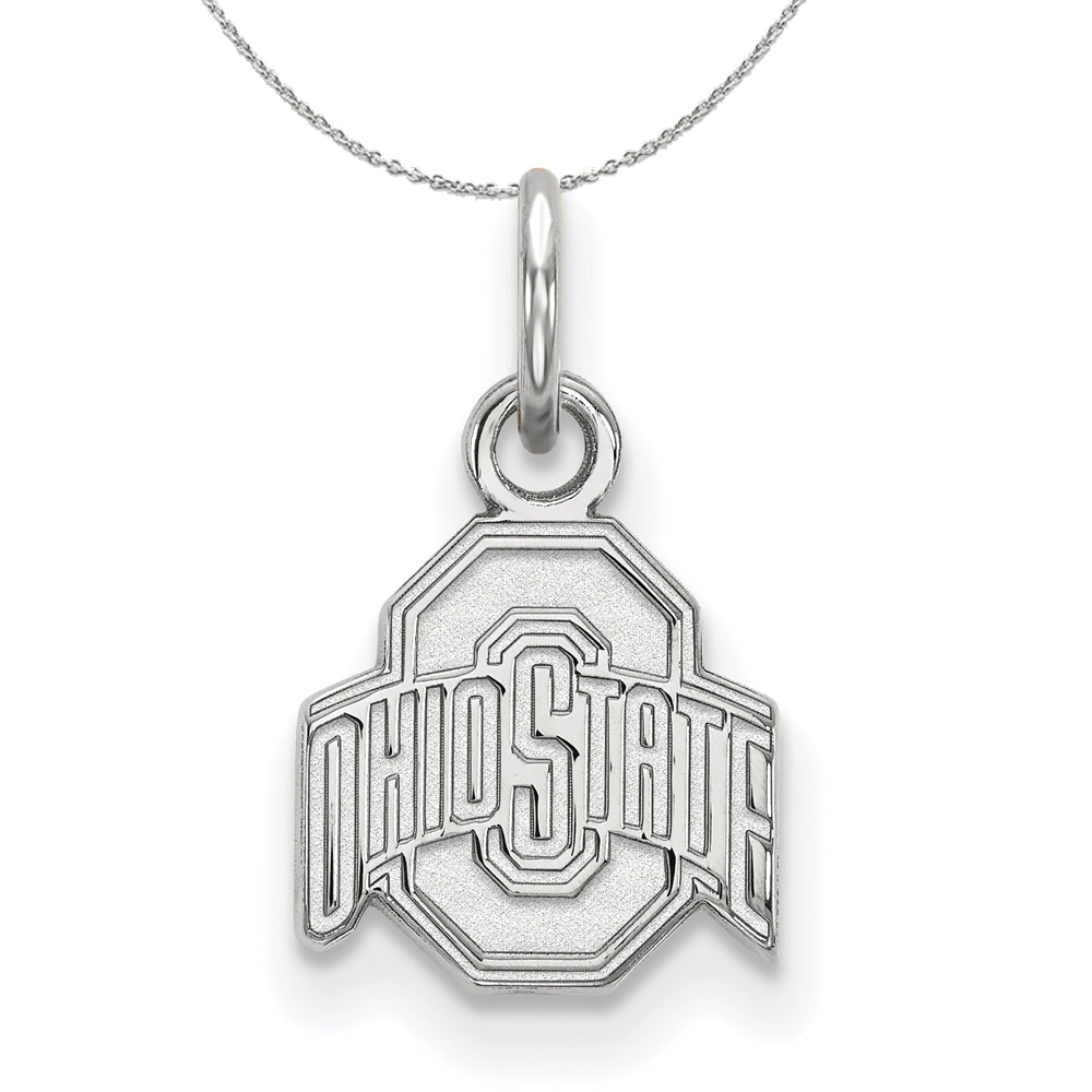Sterling Silver Ohio State XS (Tiny) Logo Pendant Necklace, Item N16467 by The Black Bow Jewelry Co.