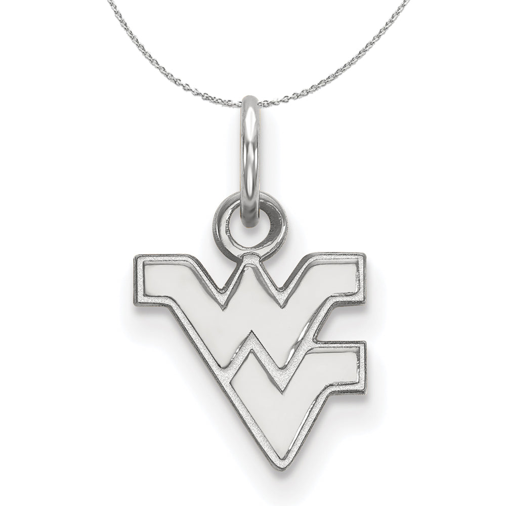 Sterling Silver West Virginia U. XS (Tiny) Pendant Necklace, Item N16508 by The Black Bow Jewelry Co.