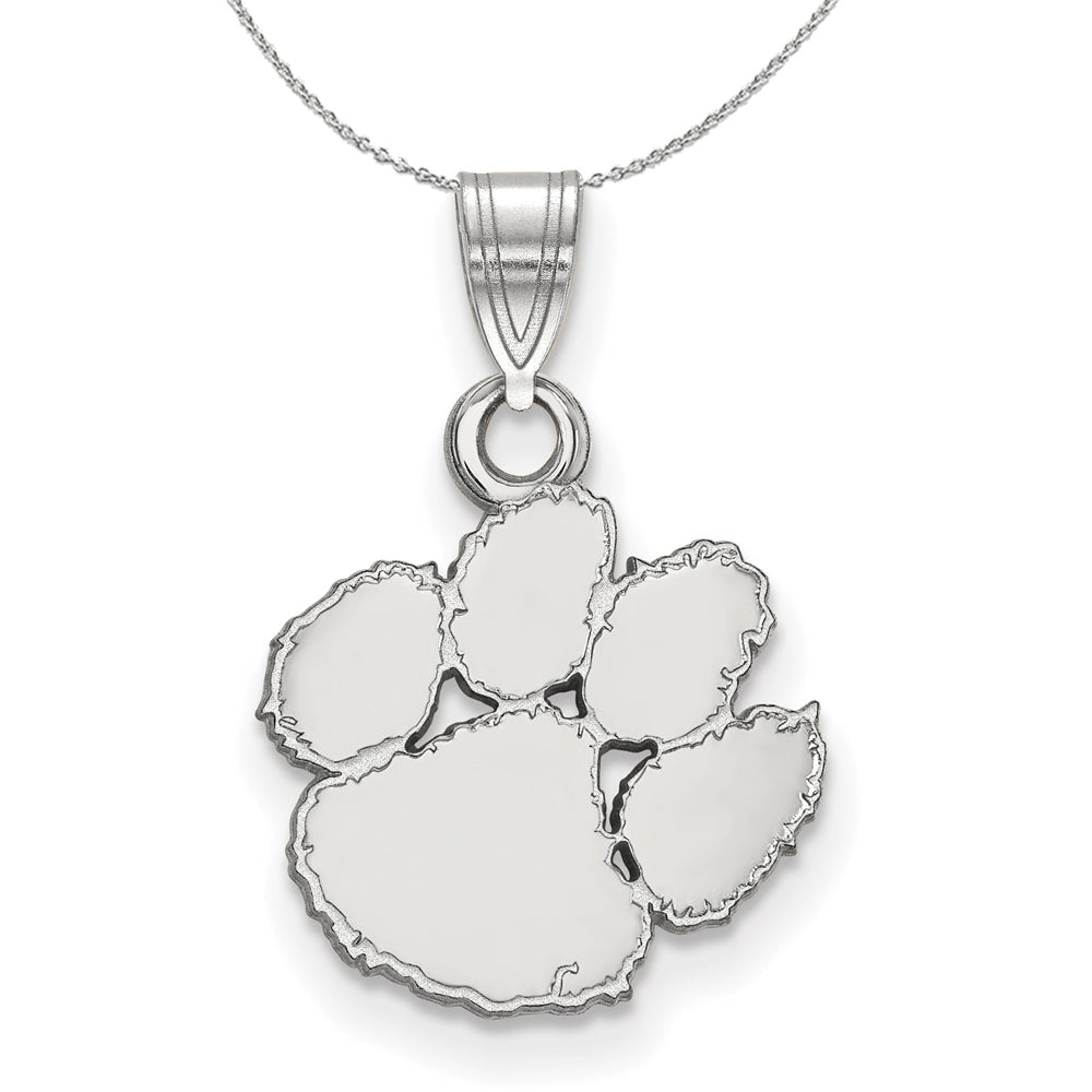 Sterling Silver Clemson U Small Pendant Necklace, Item N16516 by The Black Bow Jewelry Co.