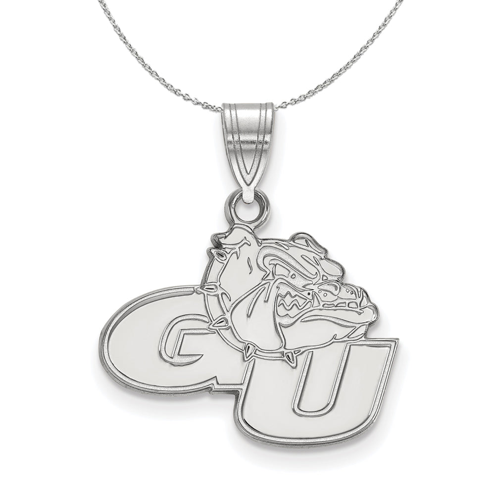 Sterling Silver Gonzaga U Medium Pendant Necklace, Item N16520 by The Black Bow Jewelry Co.