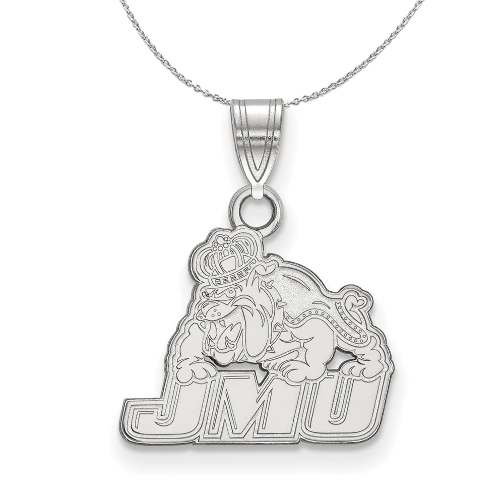 Sterling Silver James Madison U Small &#39;JMD&#39; Pendant Necklace, Item N16521 by The Black Bow Jewelry Co.