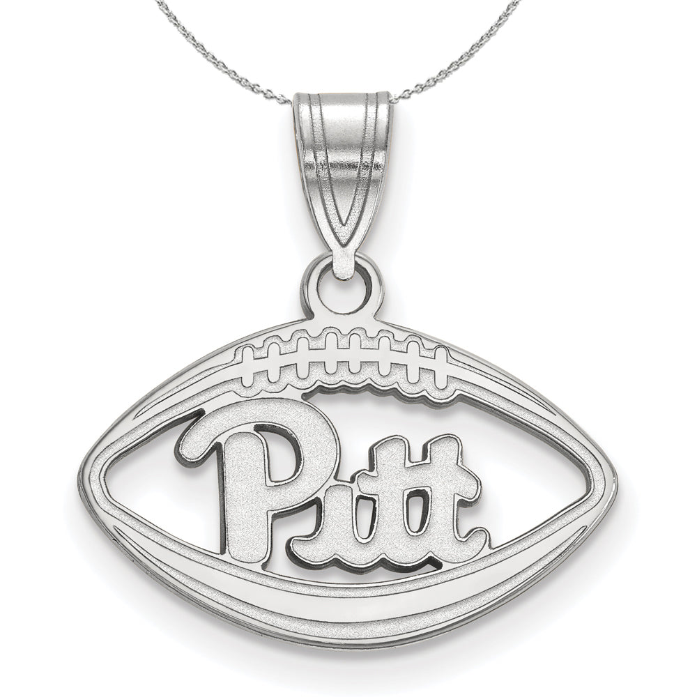 Sterling Silver U. of Pittsburgh Football Pendant Necklace, Item N16654 by The Black Bow Jewelry Co.